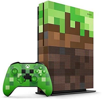 This is an image of Xbox one S with 1TB and minecraft graphics 