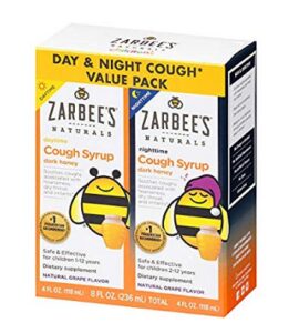 Zarbee's Naturals Children's Cough Syrup with Dark Honey Daytime & Nighttime, Natural Grape Flavor, 4 Ounce Bottles (Value Pack of 2)