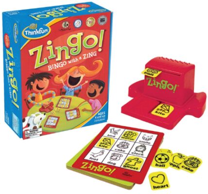 This is an image of ThinkFun Zingo award wining game for pre-readers and early readers age 4 and up 