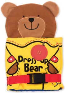 This is an image of 1 year olds art and craft Melissa & Doug 9206 000772092067 Soft Activity Baby Book-Dress Up Bear, Multi