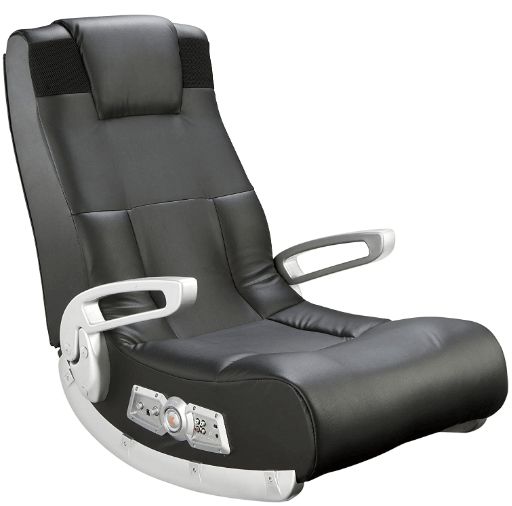 Ace Bayou X Rocker II SE 2.1 Black Leather Floor Video Gaming Chair for Adult, Teen, and Kid Gamers with Armrest and Headrest - High Tech Audio and Wireless Capacity - Ergonomic Back Support