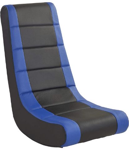 FDP Soft Youth Floor Video Rocker - Cushioned Ground Chair for Kids, Teens - Great for Reading, Gaming, TV, Alternative Seating, in-Home, Rec Room, Classroom - Black/Blue