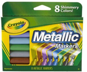 This is an image of 1 year olds art and craft Crayola Metallic Markers, 8 Count