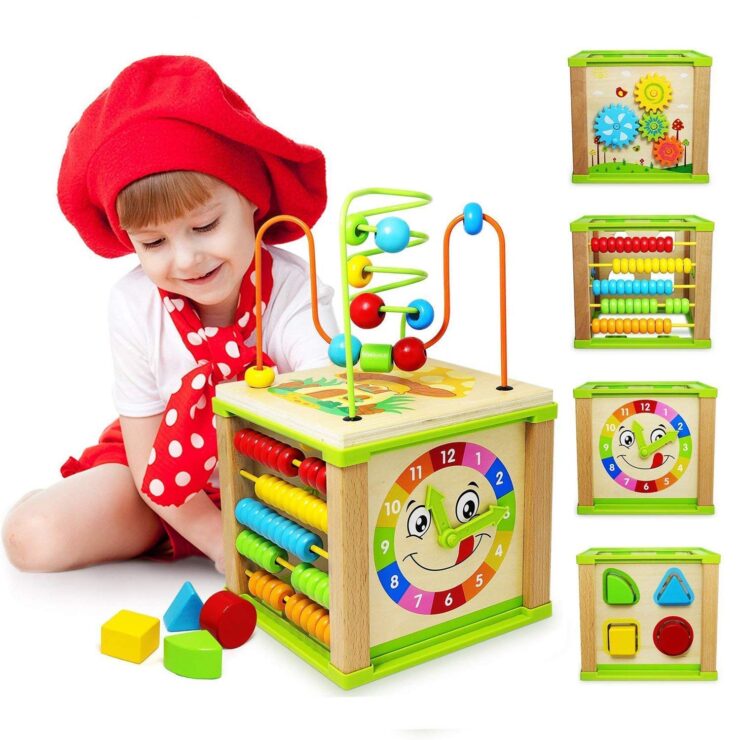 activity cube toys baby wooden bead maze for kids