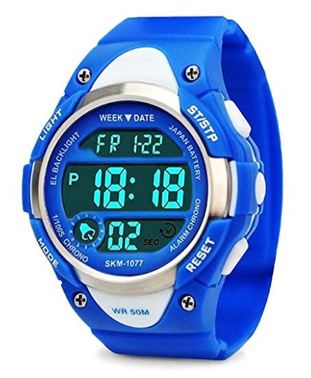 Blue Digital Watch waterproof designed for kids