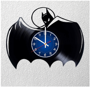 This is an image of kids batman wall clock, BATMAN 12 inches / 30 cm Vinyl Record Wall Clock | DC COMICS Fan Gift Clock | Children's Room Decor Idea | Dark Knight Gift