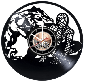 This is an image of kids batman pattern wall clock , choma Spiderman Marvel Comics Vinyl Record Wall Clock - Living room wall decor - Gift ideas for boys and girls, teens – Film Unique Art Design