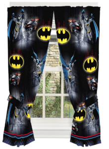 This is an image of kids batman pattern bedroom curtain, Franco Kids Room Window Curtain Panels Drapes Set, 82" x 63", Batman