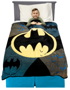 This is an image of kids batman pattern bedroom bedding, Franco Kids Bedding Soft Plush Microfiber Throw, 46" x 60", Batman