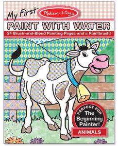 This is an image of arts and crafts of kids 3 year olds, Melissa & Doug My First Paint With Water Coloring Book: Animals (24 Painting Pages)