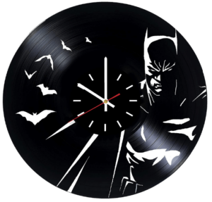 This is an image of kids batman wall clock, choma Batman Arkham Vinyl Record Wall Clock - Kids Room or Bedroom Wall Decor - Gift Ideas for Friends, Men, Boys, Brother – Unique Art Design