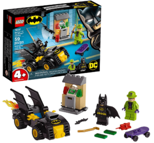 This is an image of toddlers batman car lego, LEGO DC Batman: Batman vs The Riddler Robbery 76137 Building Kit (59 Pieces)