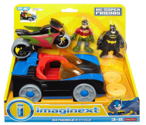 This is an image of toddlers batman car toy set, v