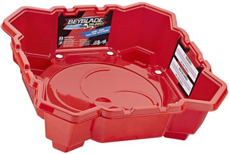 This is an image of kids beyblade stadium in red color named chaos core 