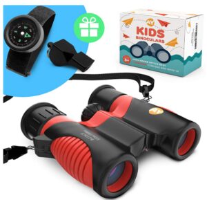 this is an image of kid's binoculars high resolution in black and red colors