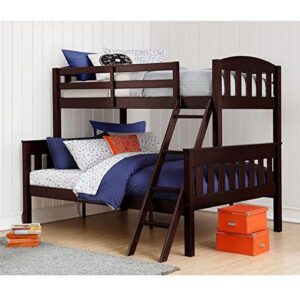 wooden Dorel Living Bunk with ladder and blue bedding 