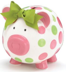 this is an image of kid's circles big piggy bank in green and white colors