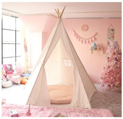 this is an image of kid's teepee tent co-z in white color