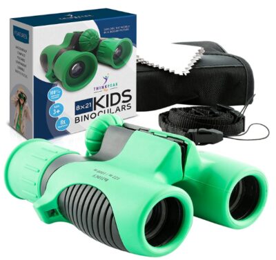 this is an image of kid's binoculars compact high power in green color