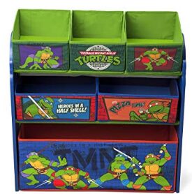 This is an image of multi bin toy organizer with Ninja Turtles designe by Nickelodeon