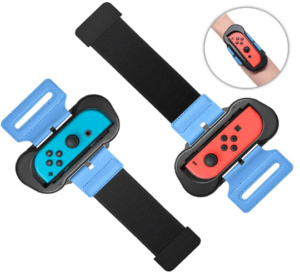 This is an image of kids Wrist Bands for Just Dance 2024 2019 for Nintendo Switch Controller Game, Adjustable Elastic Strap for Joy-Cons Controller, Two Size for Adults and Children, 2 Pack (Black)