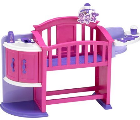 This is an image of Doll crib in purple color 