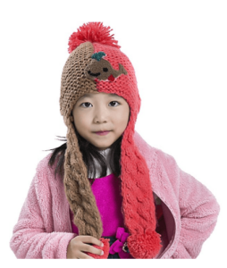 Surblue Winter Unisex Kids Warm Earflap Hats Knitted Coif Hood Scarf Beanies Pom
