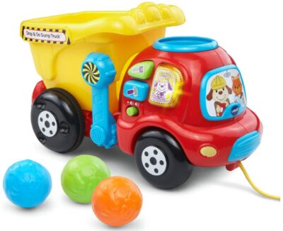 This is an image of toddler's drop and dump truck with colorful balls by Vtech 