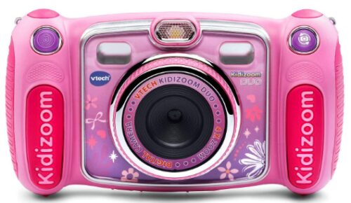 This is an image of duo selfie camera in pink color by VTech 