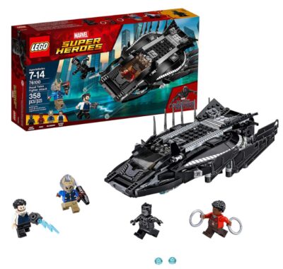 this is an image of kid's lego marvel fighter building kit in black color