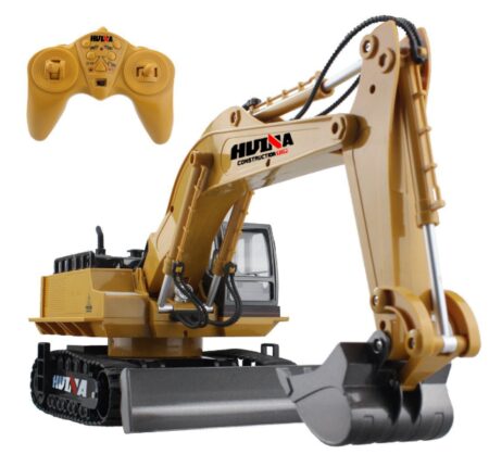This is an image of an excavator toy vehicle with remote control. 