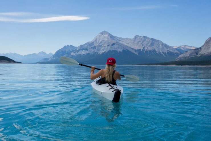this is an image of a girl on a kayak