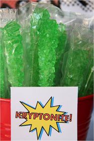 green cady with a tag saying kryptonite 