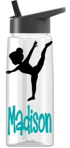 Personalized Drink ware Gymnast Girl design with name, BPA Free, vinyl design, by De La Design Gifts (26 oz Regular)