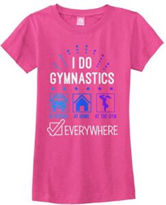 This is an image of gir`ls pink gymnastic t-shirt