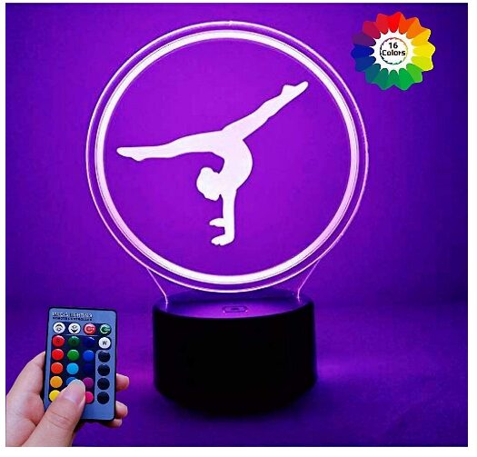 This is an image of a gymnastic 3D night light with remote control