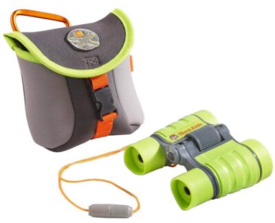 this is an image of kid's binoculars haba terra in light green and gray colors