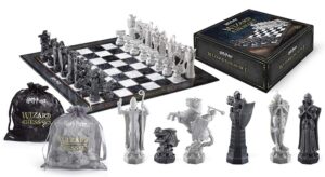 this is an image of kid's harry potter wizard chess se in white and black colors