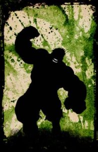 hulk picture graphic with a green background and hulk in pure black