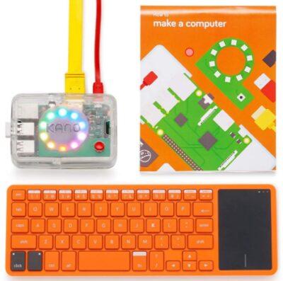 This is an image of kid's kano computer kit in orange color