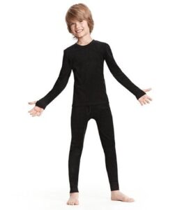 kid wearing black long johns