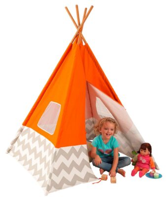 this is an image of kid's teepee kidkraft in orange color