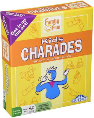 This is an image of kids card board game named kids charades