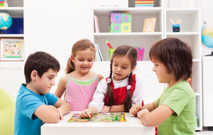 kids playing board games