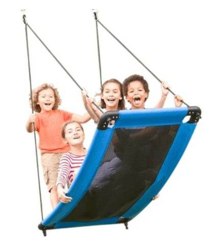 4 kids swinging on a swing