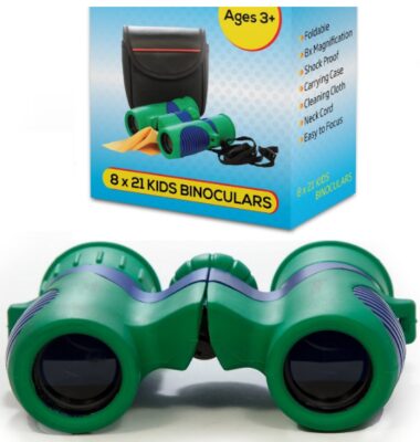 this is an image of kid's binoculars kidwinz in green and bleu colors