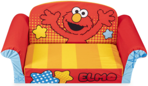 This is an image of kids Marshmallow Furniture, Children's 2-in-1 Flip Open Foam Sofa, Sesame Street’S Elmo, by Spin Master, Multicolor