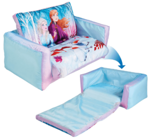 This is an image of kids disney frozen flip open sofa, Frozen 286FZO Disney Flip Out Mini 2 in 1 Kids Inflatable Sofa and Lounger, Blue