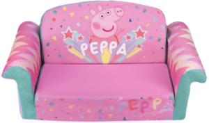 This is an image of kids peppa pig flip open sofa, Marshmallow Furniture, Children's 2-in-1 Flip Open Foam Sofa, Peppa Pig, by Spin Master