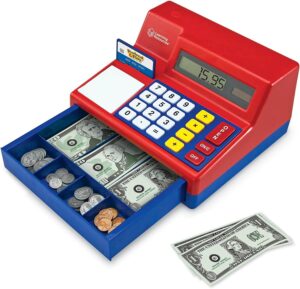 Red toy cash register